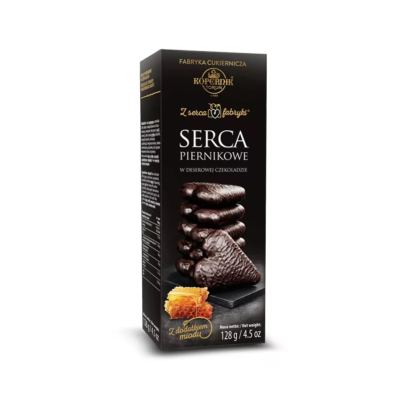 Serca piernikowe Kopernik w deserowej czekoladzie, 128g